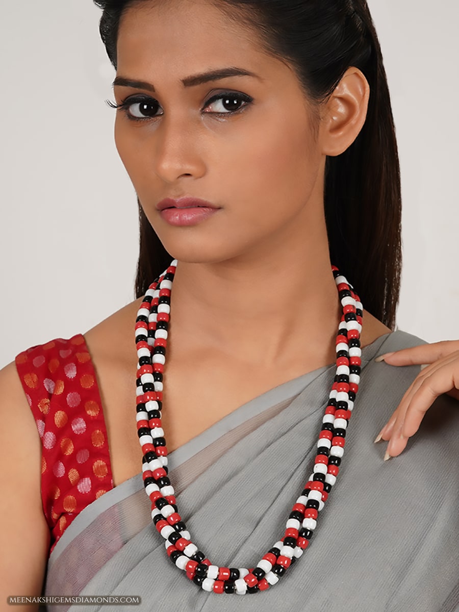 Black Crystal Beads Red Kundan Choker Necklace for Girls & Women -  Fashionvalley