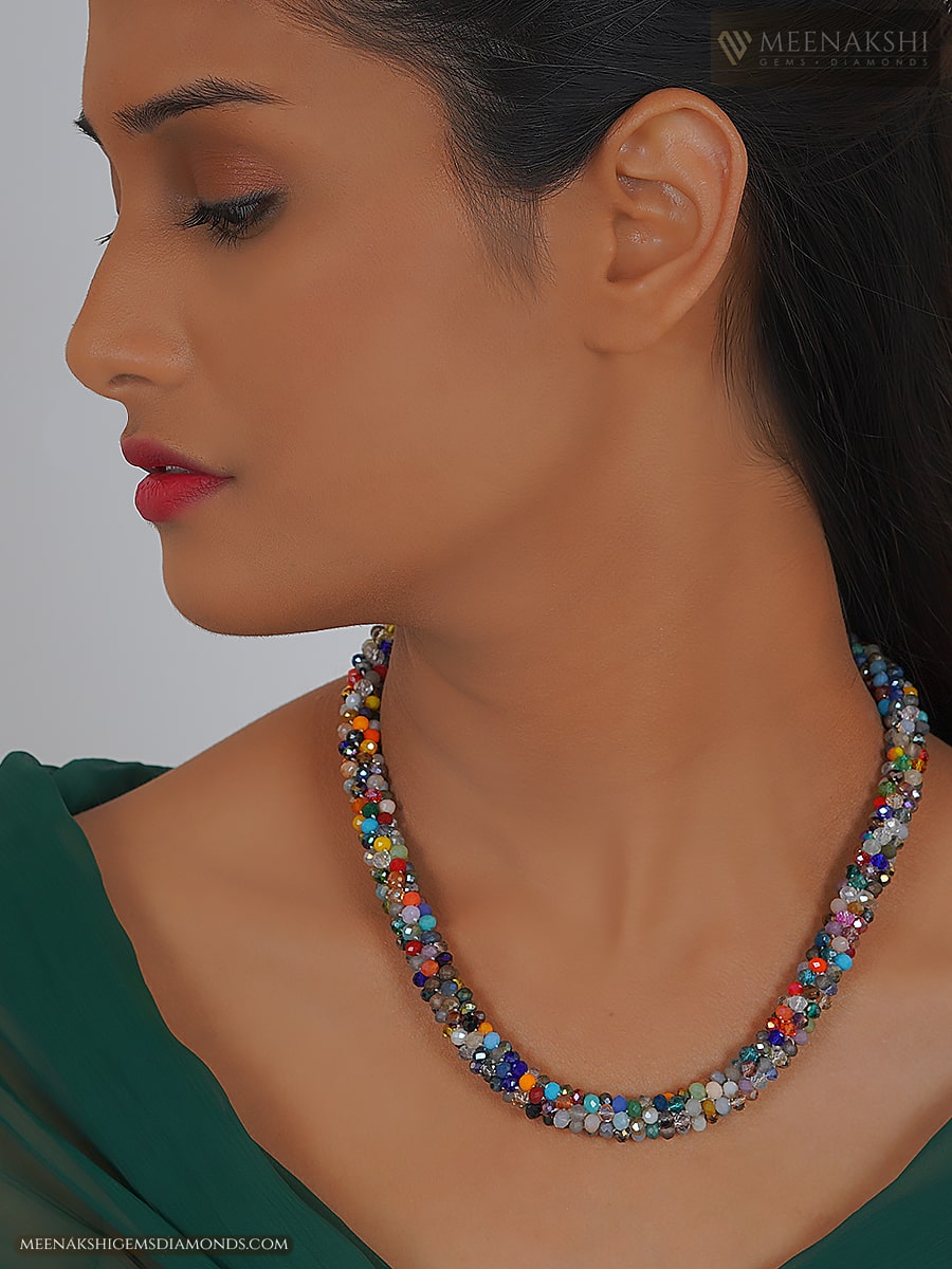 Turkish Multi Colour Evil Eye 18K Gold Enamel Beads Necklace Chain – ZIVOM