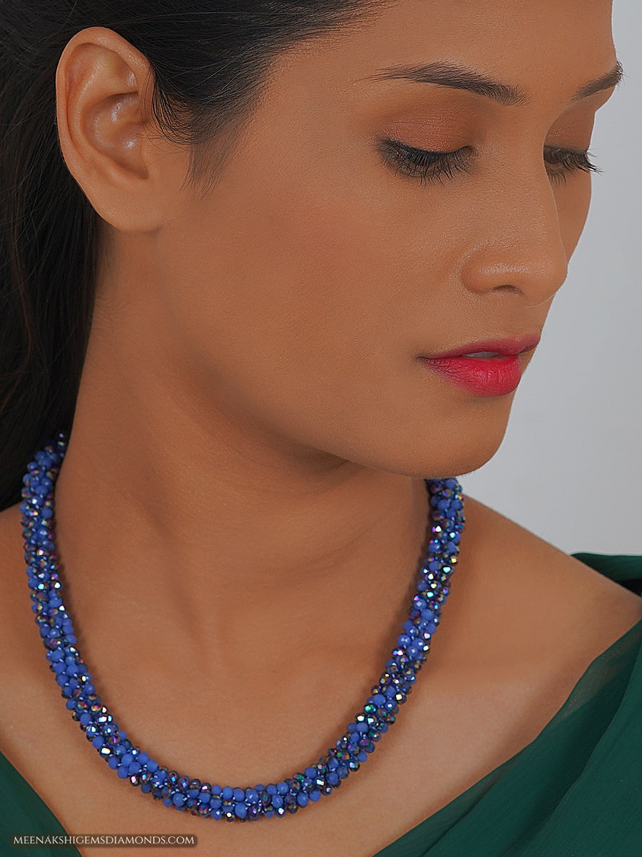 suvarn Five line Royal Blue round cut Stone Beads Necklace Crystal Crystal  Necklace Price in India - Buy suvarn Five line Royal Blue round cut Stone Beads  Necklace Crystal Crystal Necklace Online