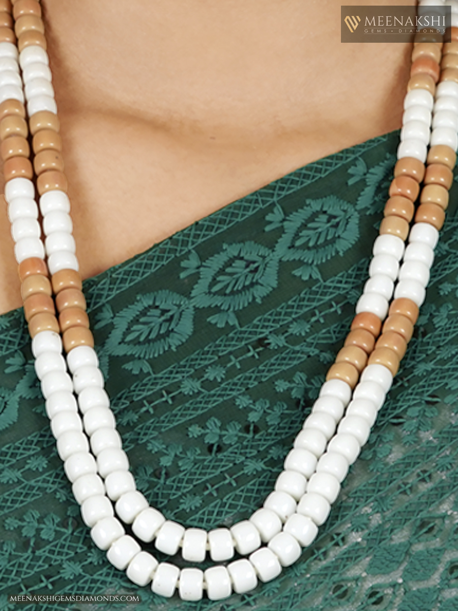 19'' White Bohemian Glass Beaded Necklace-0433-69