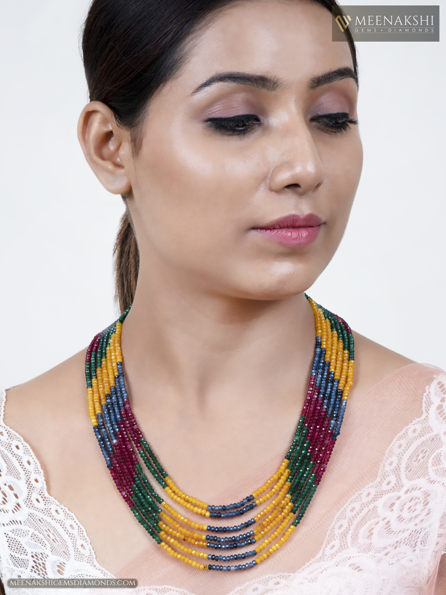 Eight Layer Wooden Beaded Statement Necklace : Multicolor – Myra Online